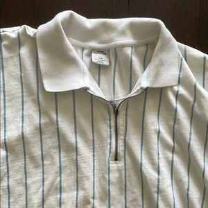 Urban Outfitters White and Blue Striped Shirt